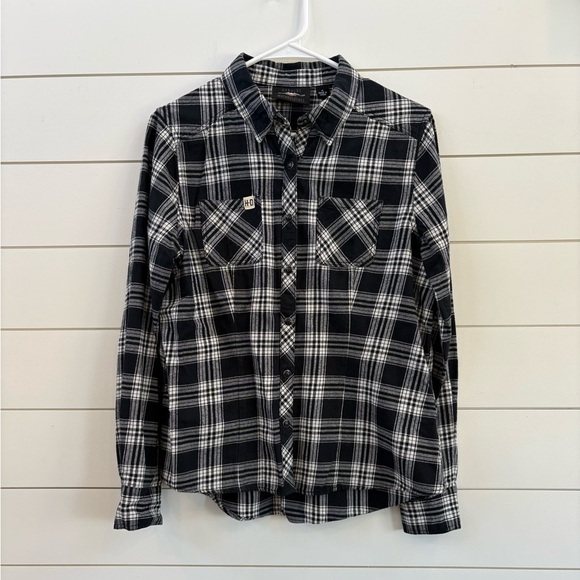 Harley-Davidson Tops - Harley-Davidson Women's Black and White Plaid Shirt